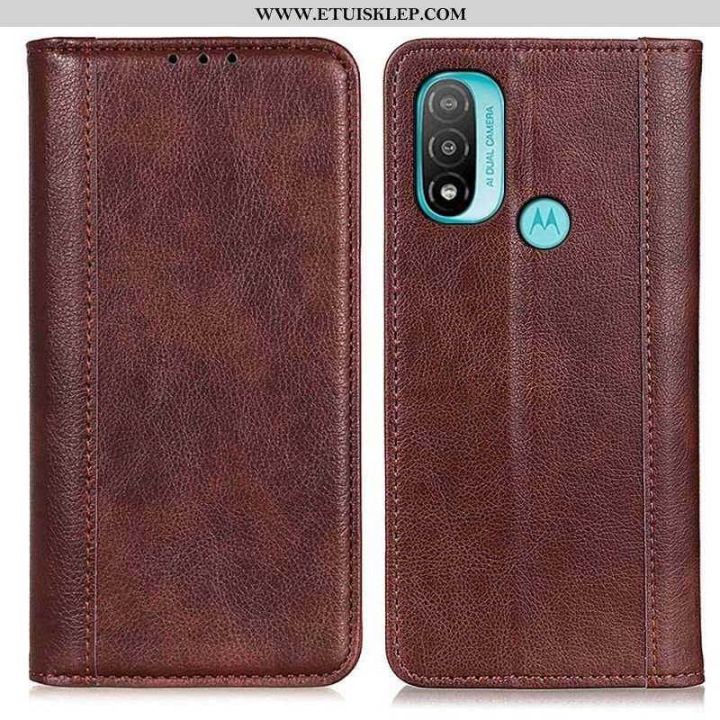 Etui Na Telefon do Moto E40 / E30 / E20 Etui Folio Elegancka Dwoina Skóry Liczi